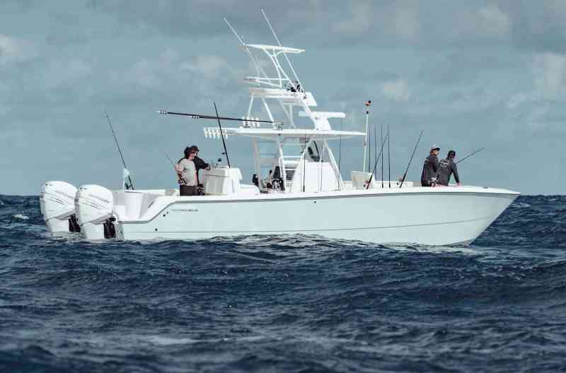 Large boat out fishing