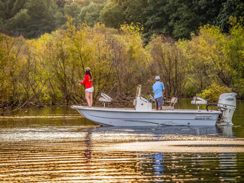 Carolina Skiff 19 SWS fishing in shallow water