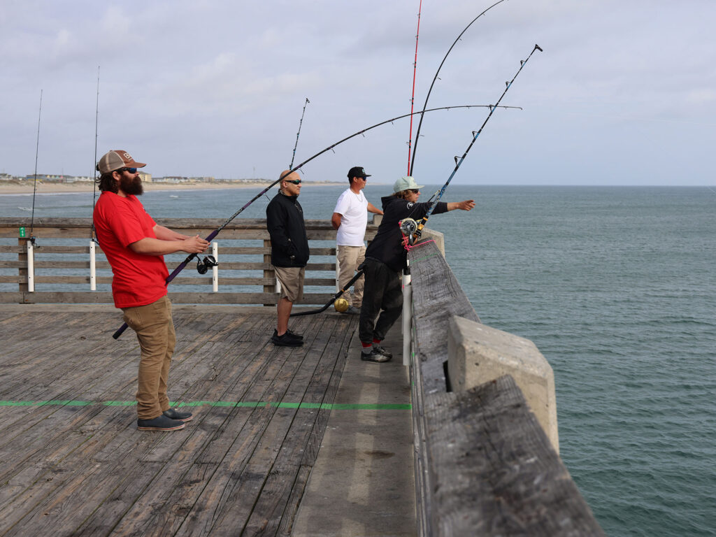 Catching bluefin tuna from a pier
