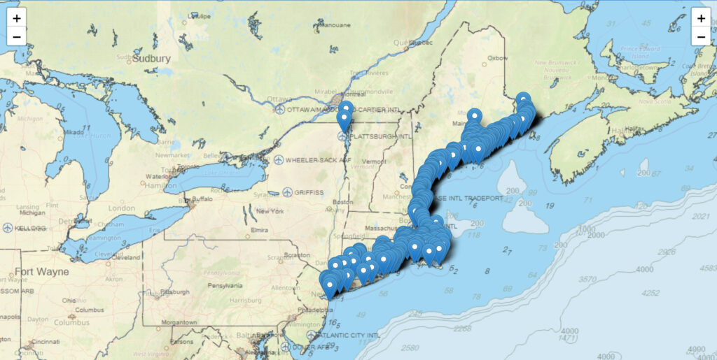 Map of buoys for possible removal