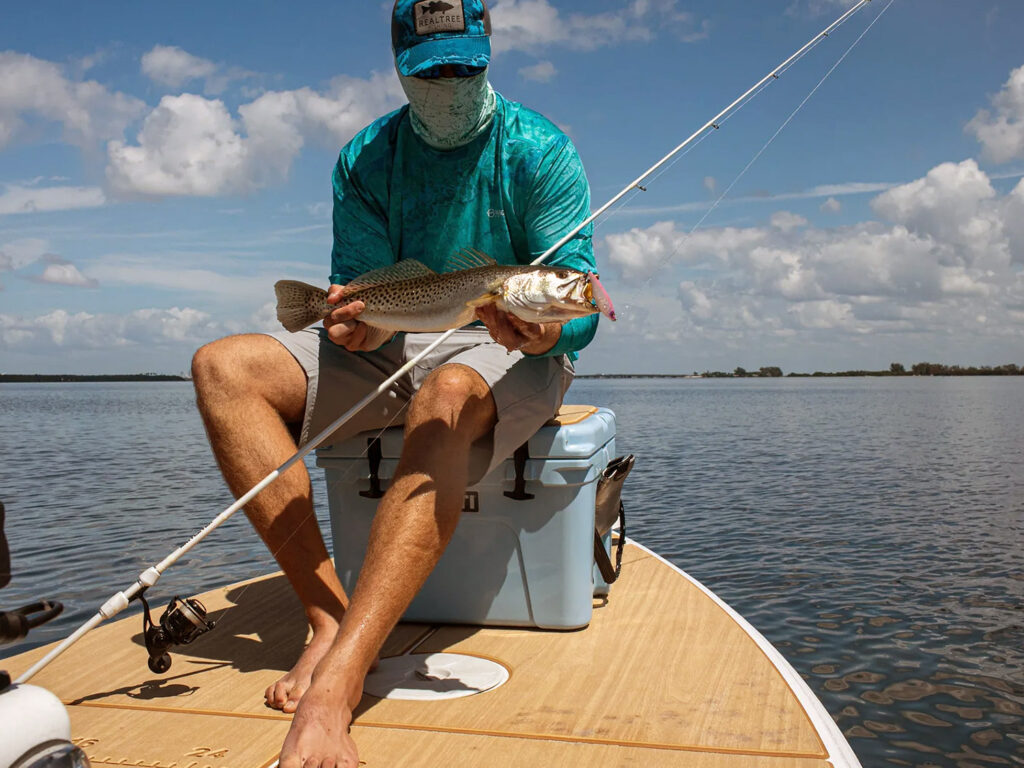 SeaDek material on a flats boat