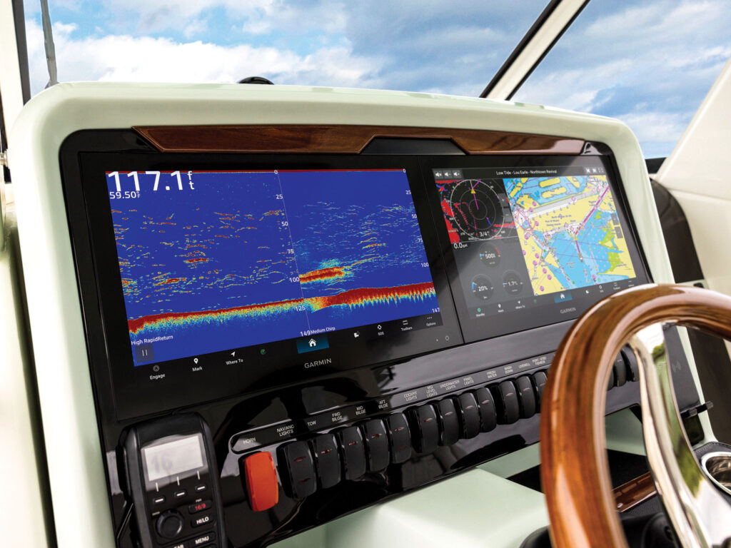 Transducer on fishfinder screen