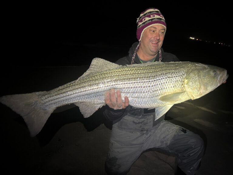 Nighttime striped bass New Jersey