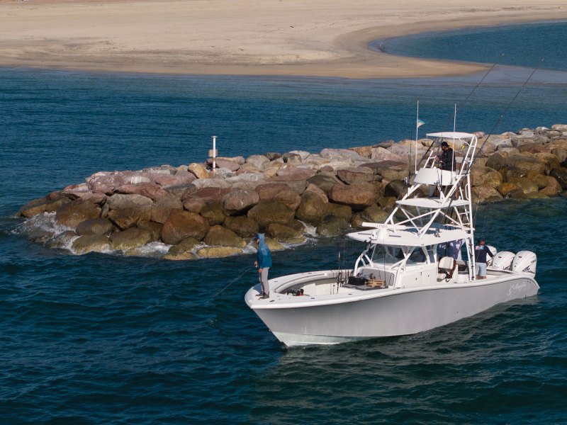 Boat fishing around jetty