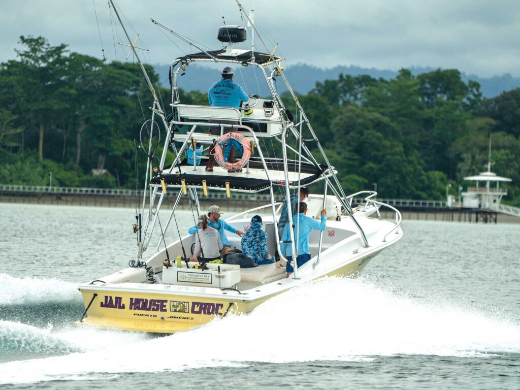 Fishing boat running out