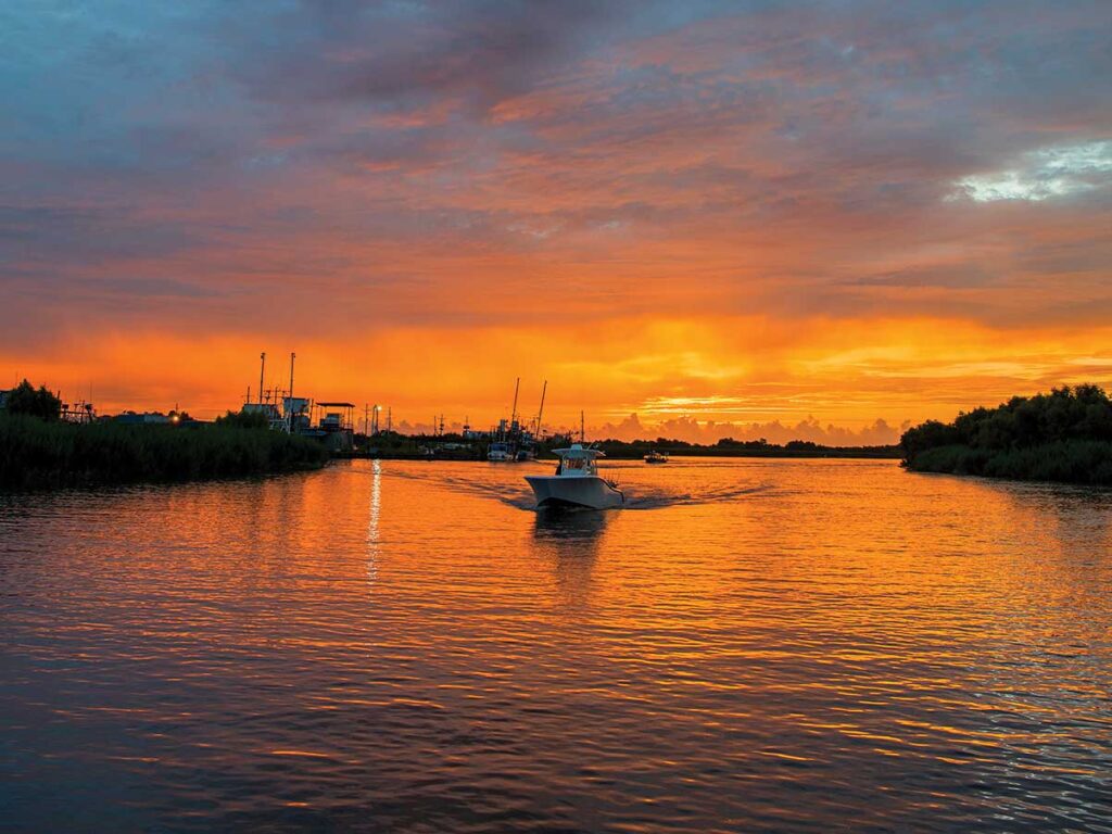 Fishing boat leaving Venice, Louisiana