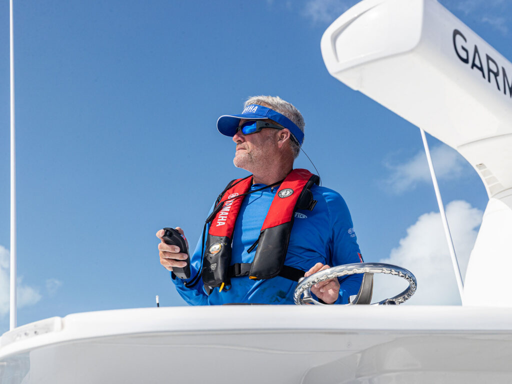 Angler using Yamaha joystick remotely