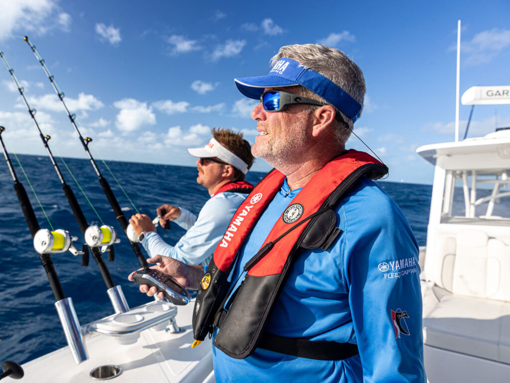 Anglers offshore using Yamaha joystick
