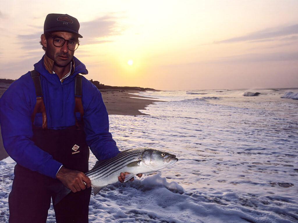 Striped bass caught in the surf