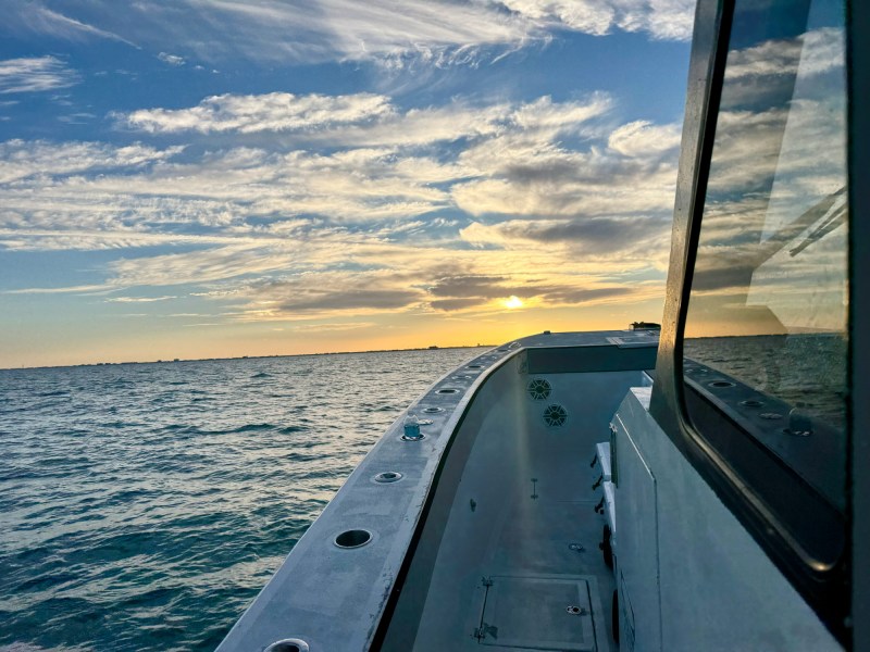 Running in a boat offshore