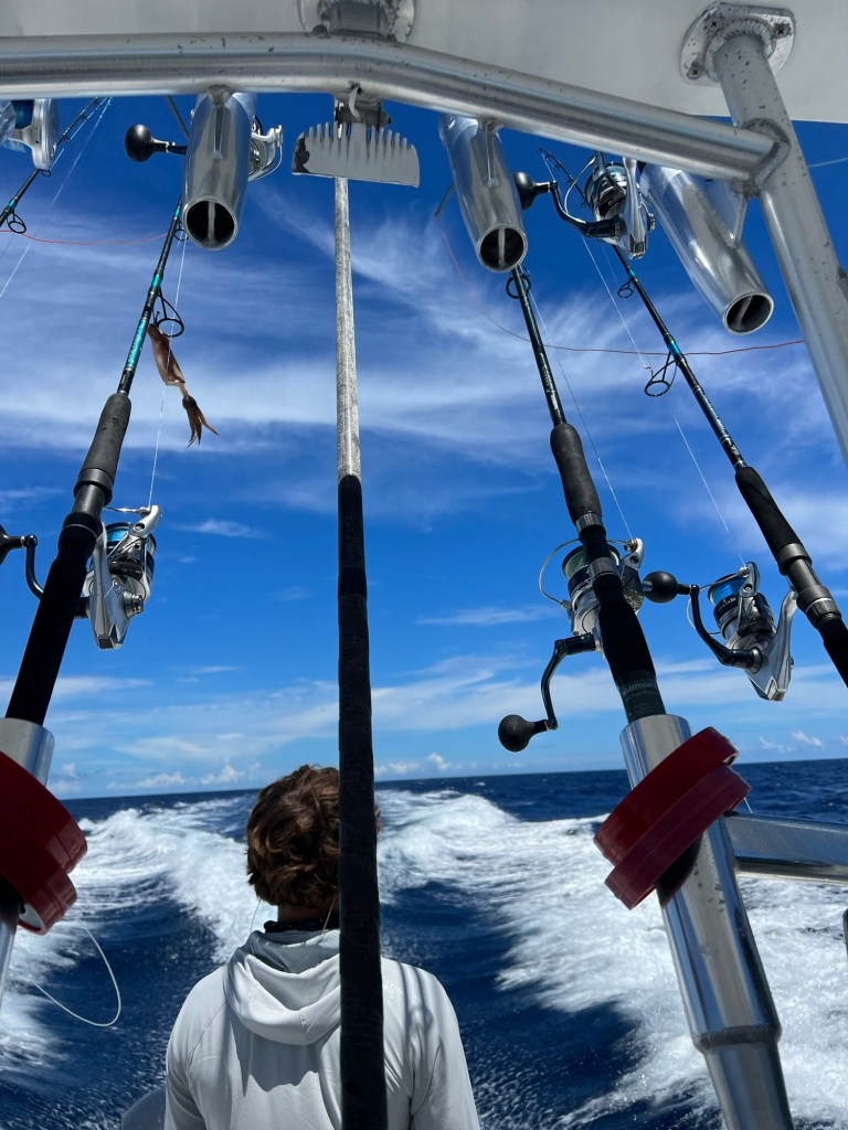 Running offshore in a boat.