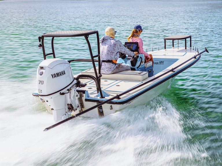 SPF626-SW-Yamaha-F70 Yamaha F70 on a skiff