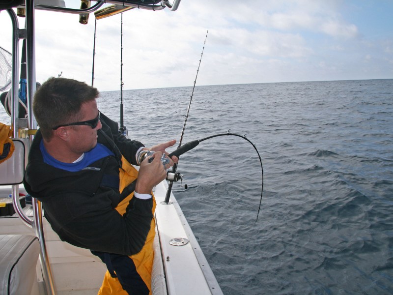 Angler fighting a fish